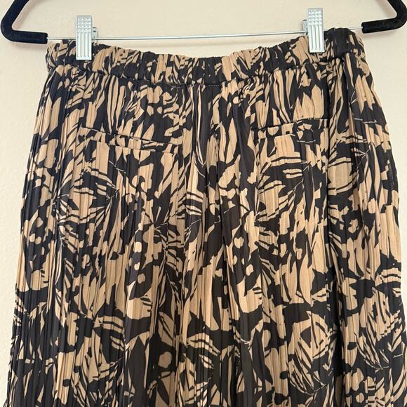 Jonathan Simkhai Floral Black & Tan chiffon pleated Flowy pants sz S - Picture 5 of 14